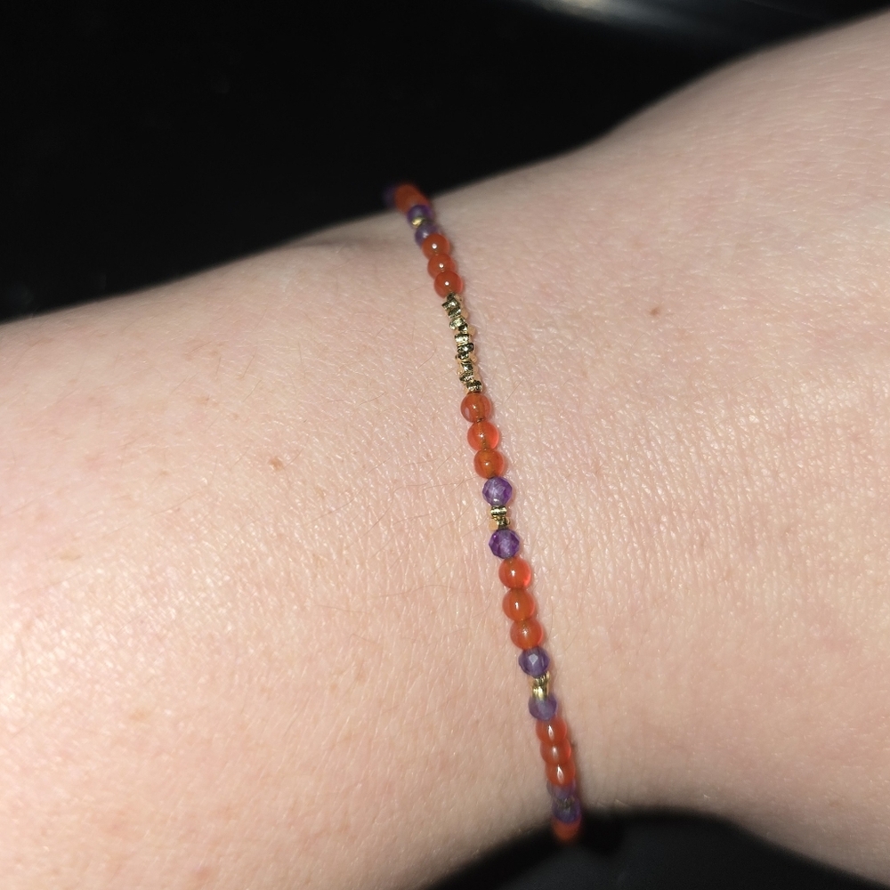 Gold Vermeil Amethyst And Carnelian Bracelet